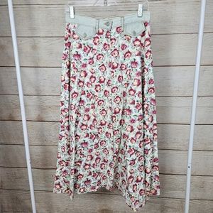 Match Jeanswear Denim Floral 90s Western Cottage Core Vintage Midi Skirt 8